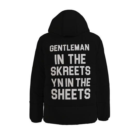 Gentleman in the skreets yn in the sheet Diarmoni All-Over Print Unisex Down Jacket